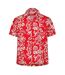 Mens Hawaiian Short-sleeved Shirt Red Print Replay-1