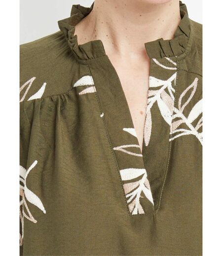 Robe housse courte, broderies feuilles
