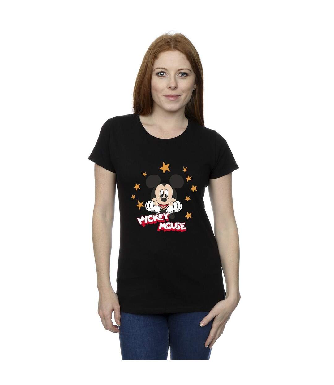 Disney T-shirt en coton avec étoiles Mickey Mouse Femme/Ladies (Noir) - UTBI33576-2