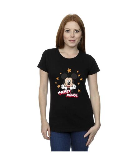 Disney T-shirt en coton avec étoiles Mickey Mouse Femme/Ladies (Noir) - UTBI33576