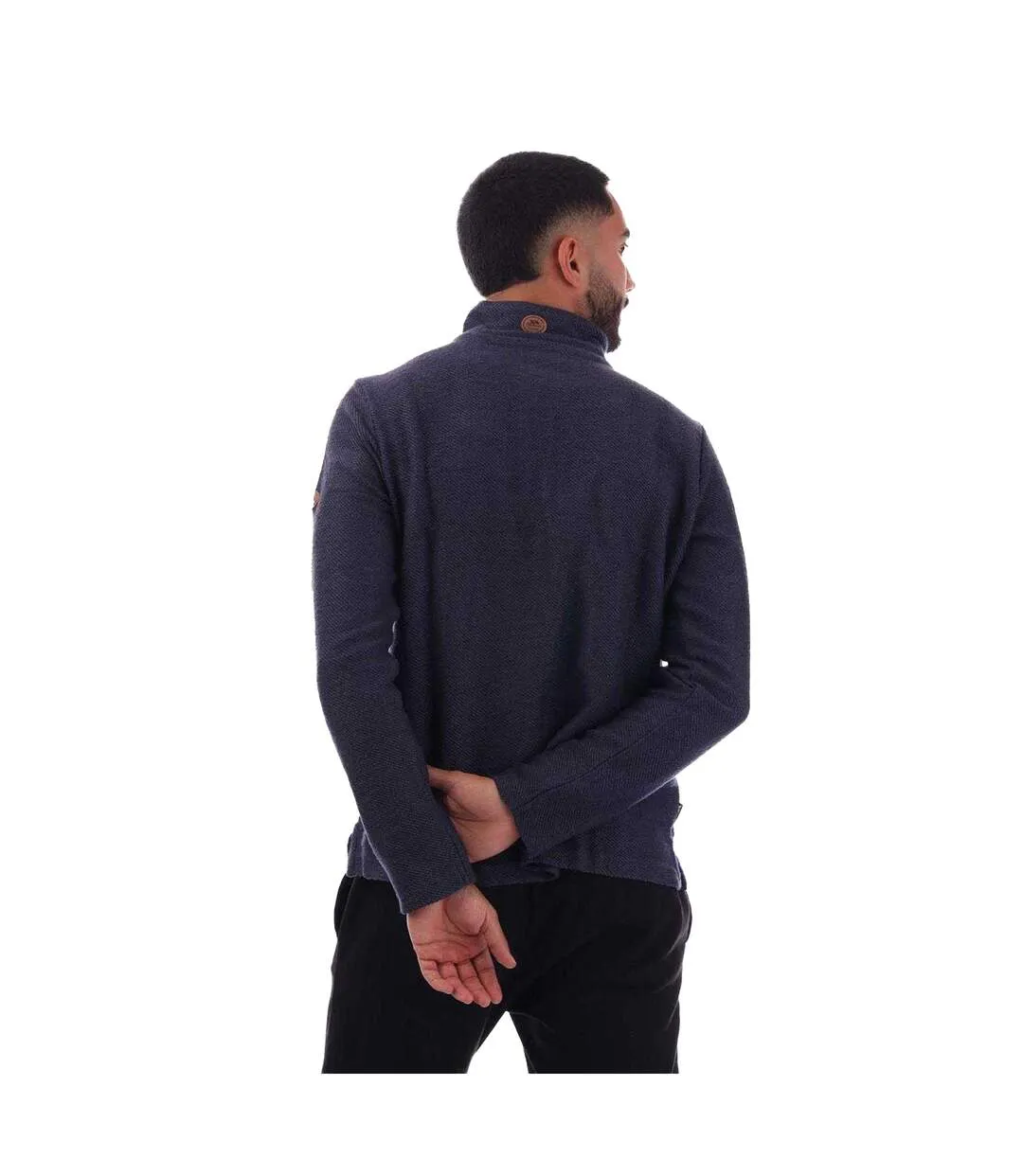 Mens Textured Knit Half Zip Fleece Top Navy Trespass-2