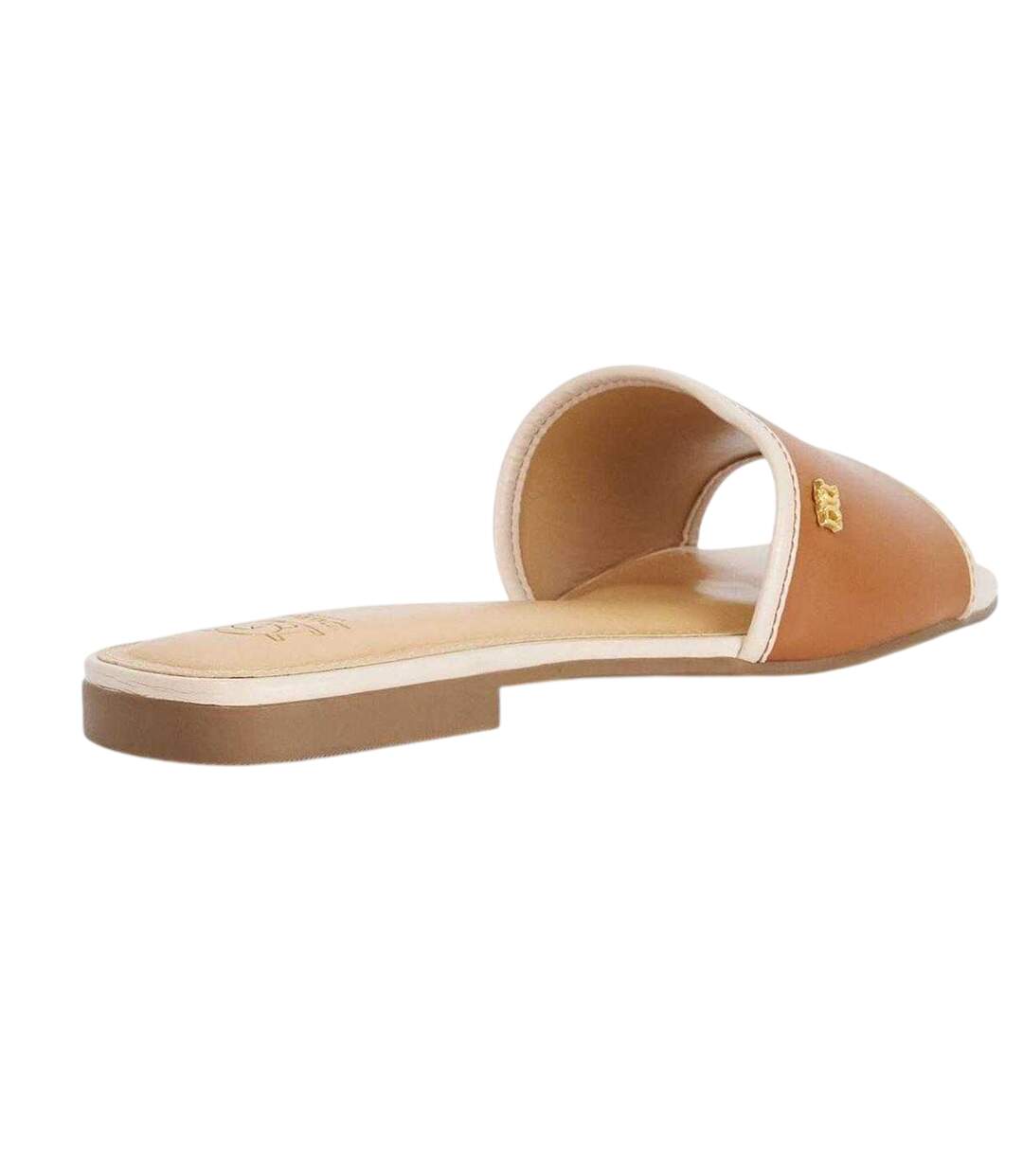 Womens/ladies Laras Minimalist Leather Flat Sandals Tan Dune London-2