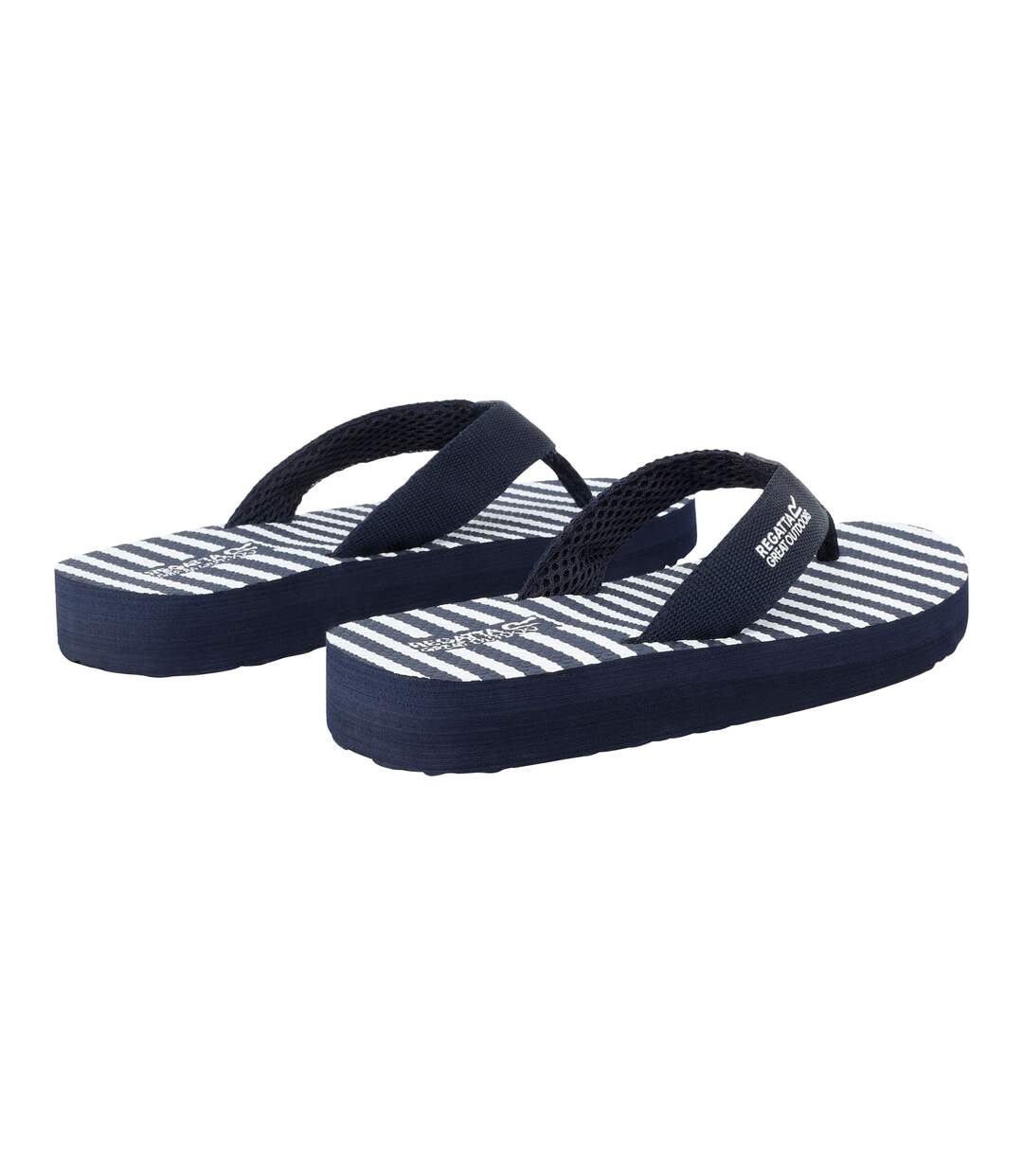 Womens/ladies Catarina Striped Flip Flops Navy White Regatta-2