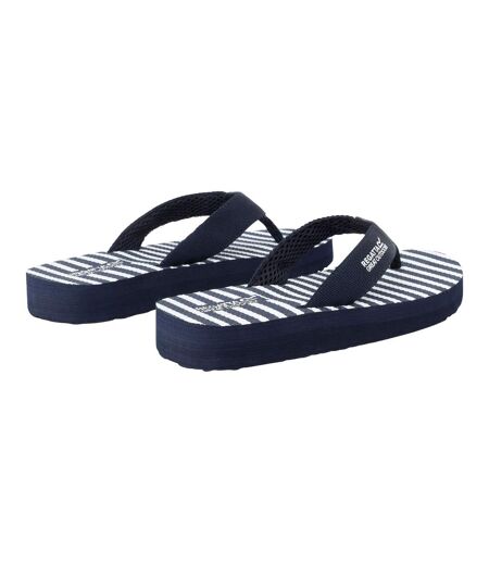 Womens/ladies Catarina Striped Flip Flops Navy White Regatta