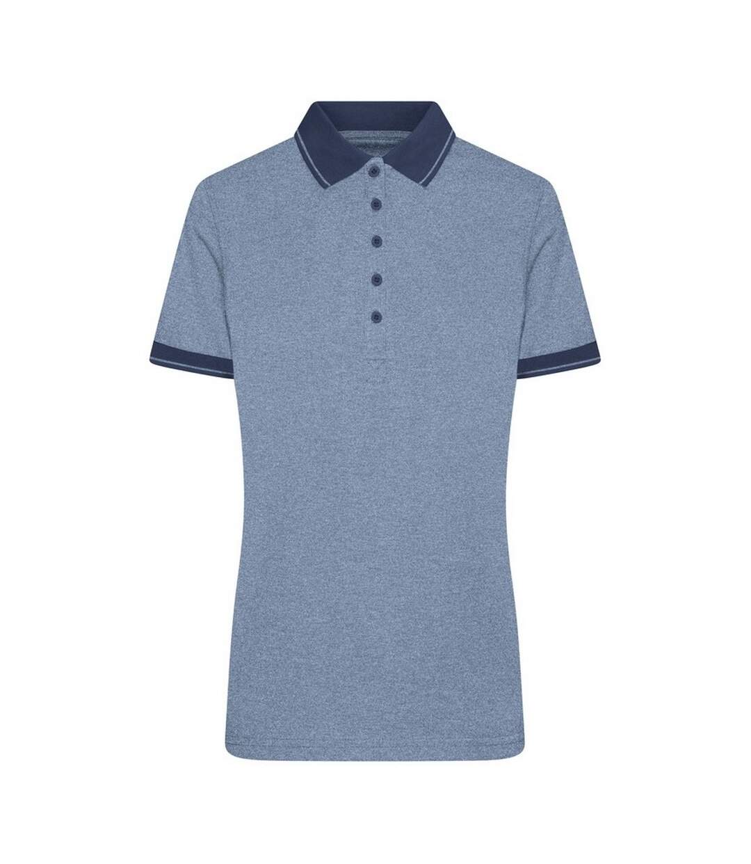 Polo Femme Bleu Chiné Bleu Marine James And Nicholson-1