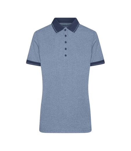 Polo Femme Bleu Chiné Bleu Marine James And Nicholson
