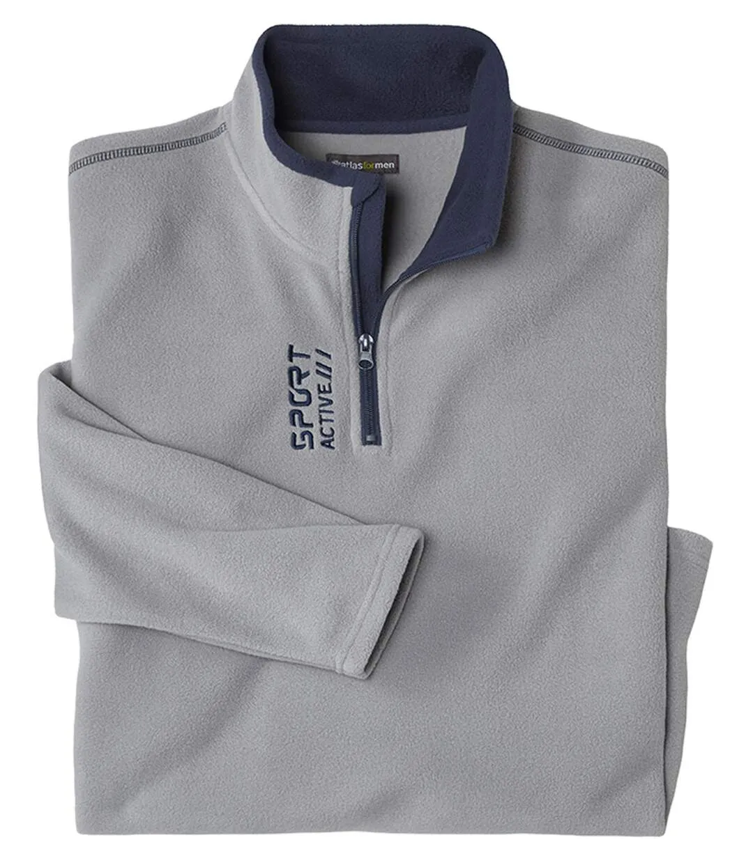 Pack of 2 Men's Sporty Microfleece Jumpers - Grey Navy-8