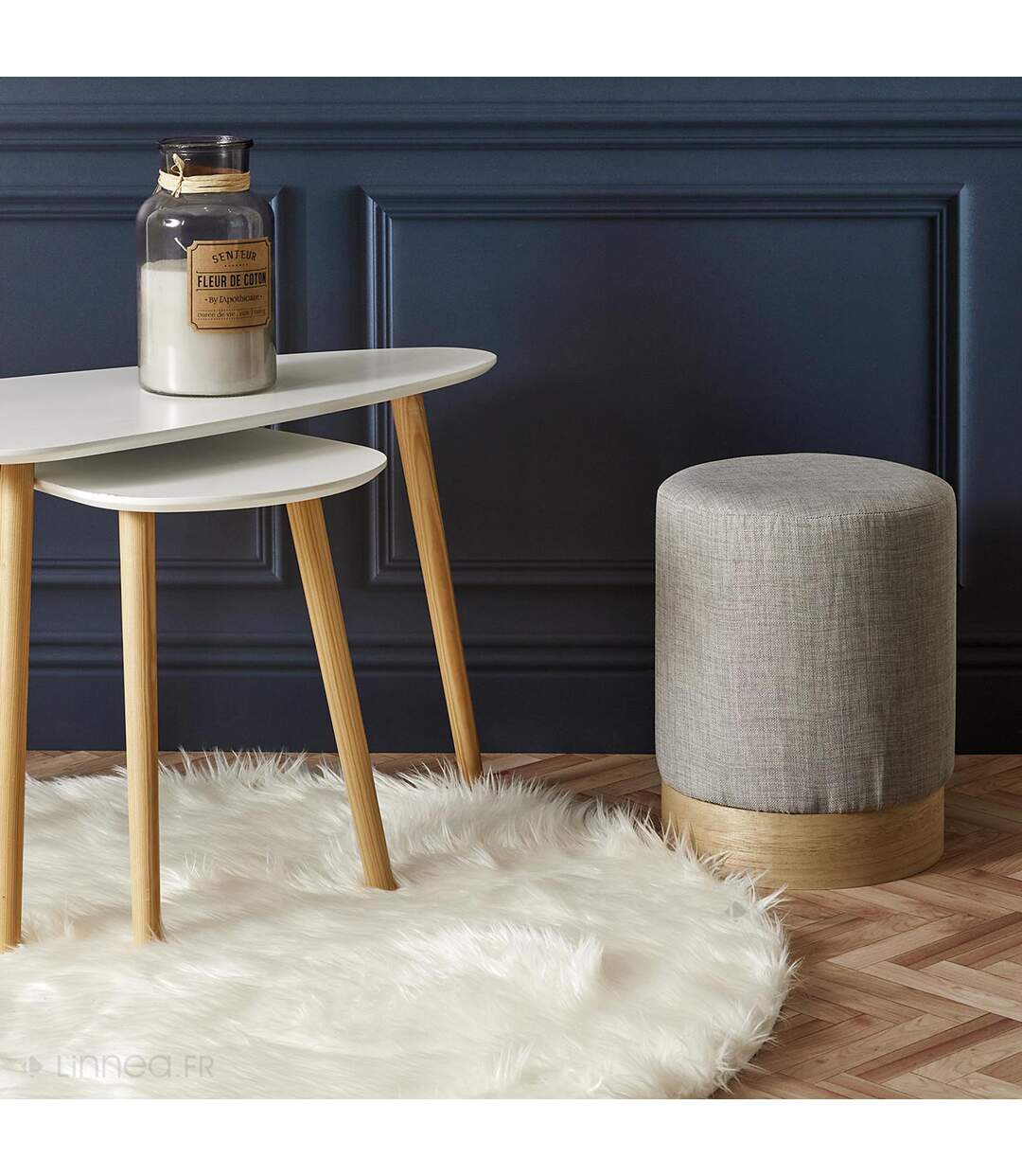 Tapis rond imitation fourrure à poils longs LAHTI 115 cm-2