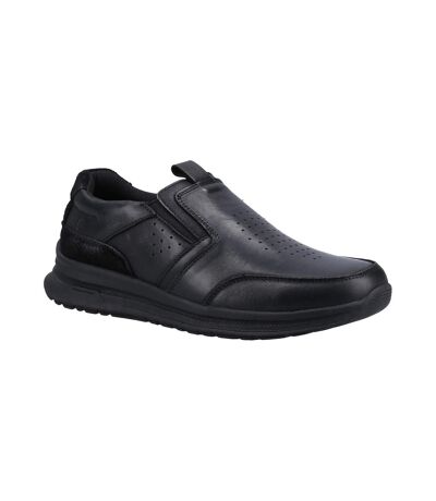 Hush Puppies Mens Cole Leather Casual Shoes (Light Black) - UTFS9172