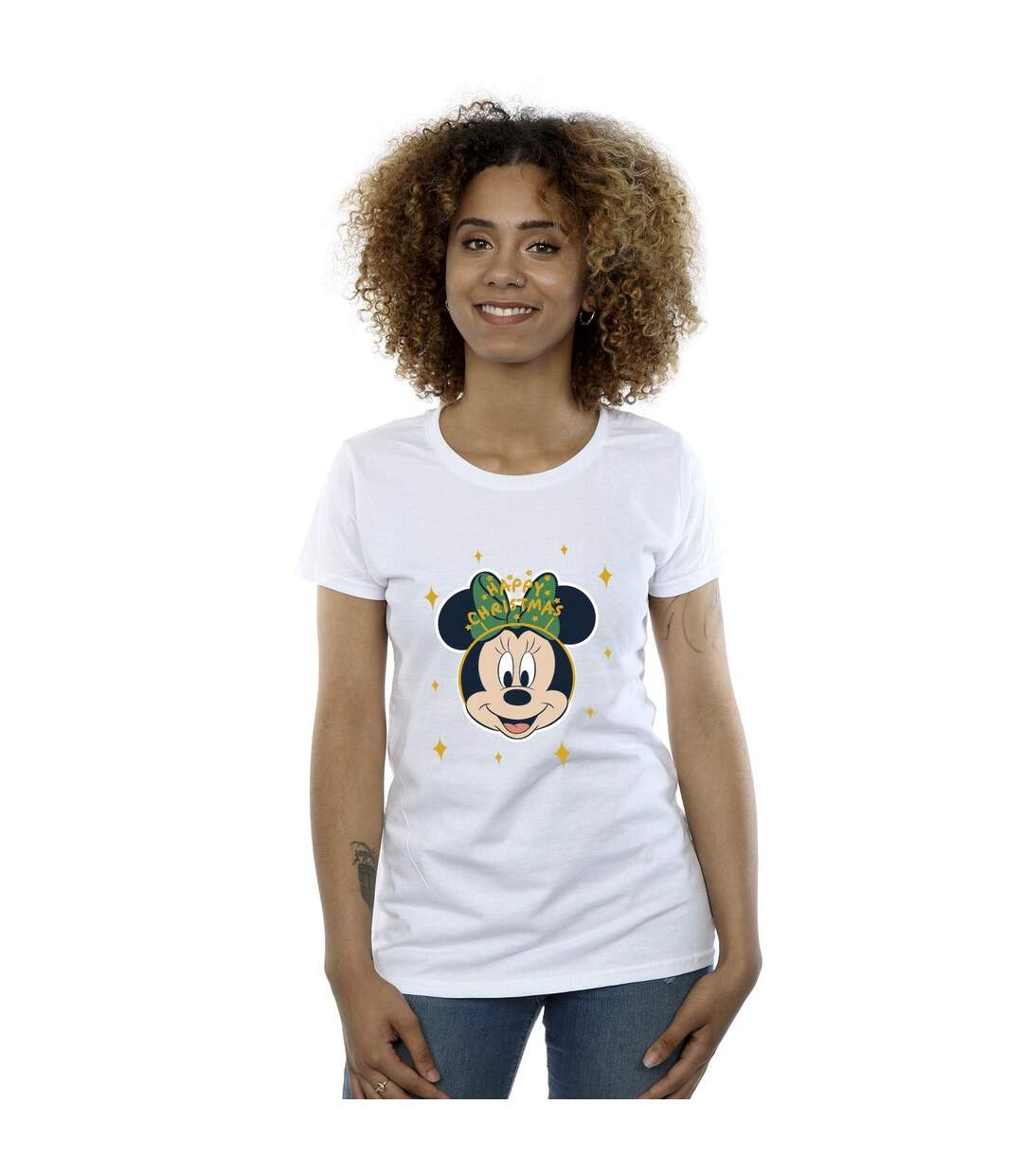 Disney Femme/Les femmes Minnie Mouse Happy Christmas - T-shirt en coton (Blanc) - UTBI48836-2