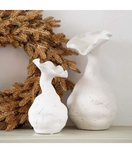 Vase Déco en Céramique Helix 38cm Blanc