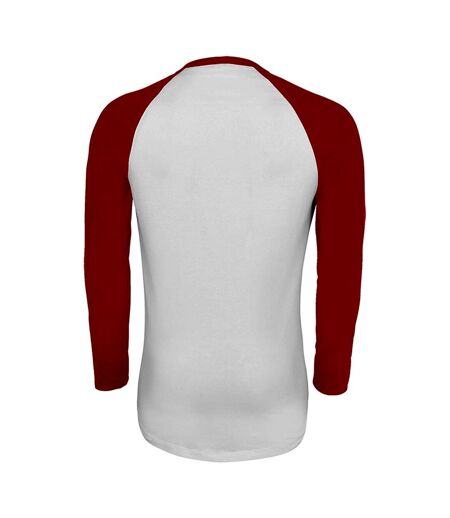 SOLS Mens Funky Contrast Long Sleeve T-Shirt (White/Red)