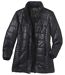 Women's Black Padded Parka with Faux Fur Hood