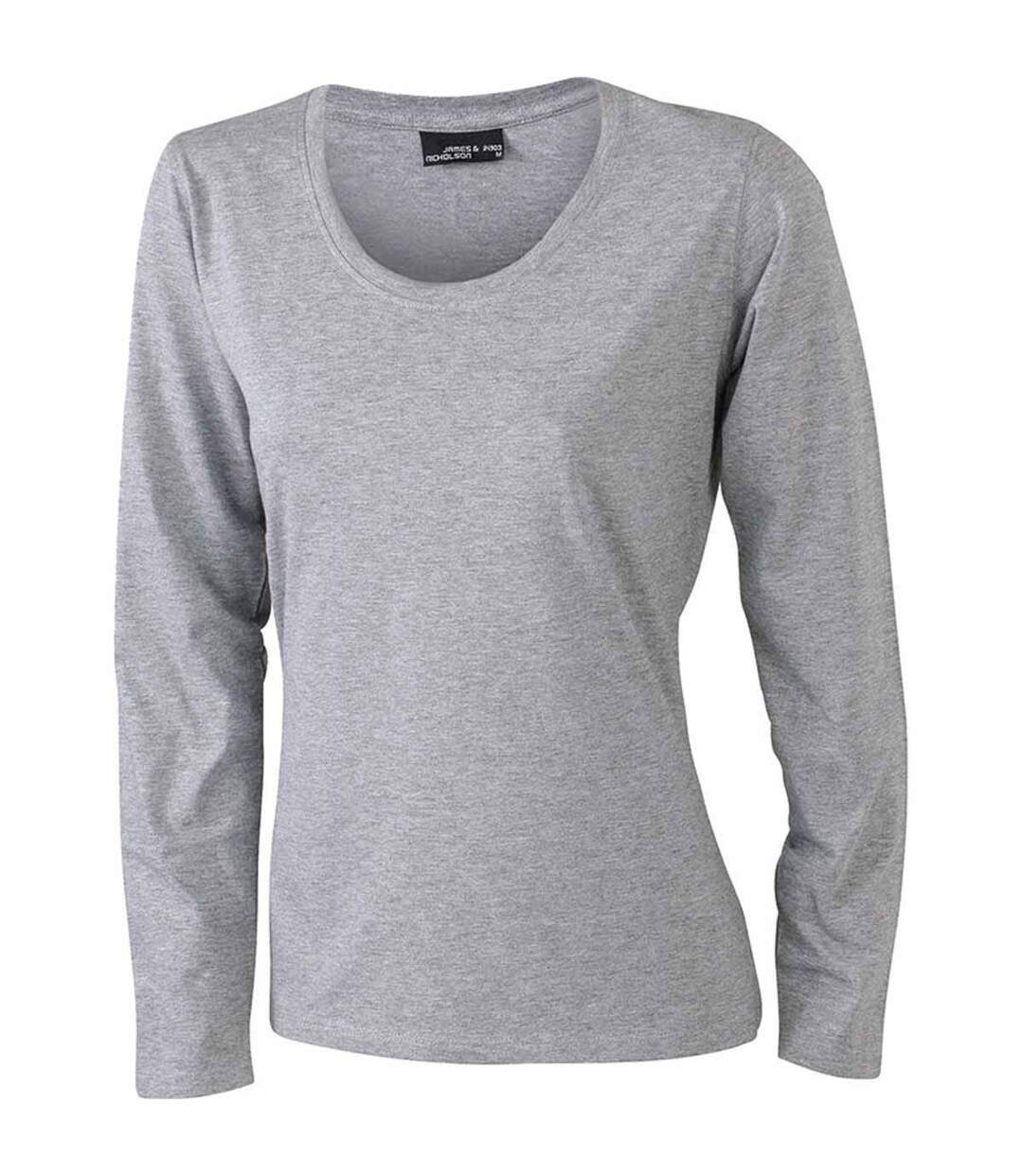 T-shirt femme manches longues - JN903 - GRIS CHINE-1