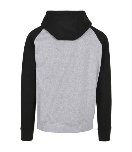 Mens Basic Raglan Hoodie Gris Chiné Noir Build Your Brand