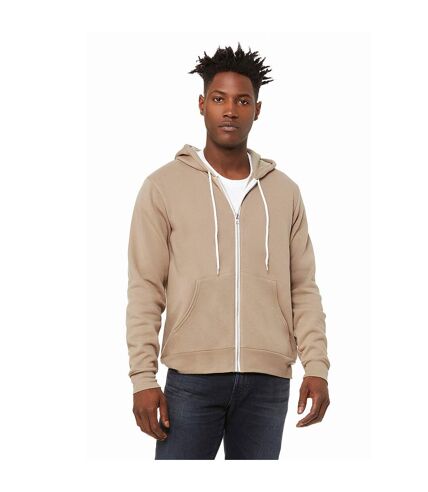 Canvas unixex zip-up polycotton fleece hooded sweatshirt / hoodie tan Bella + Canvas