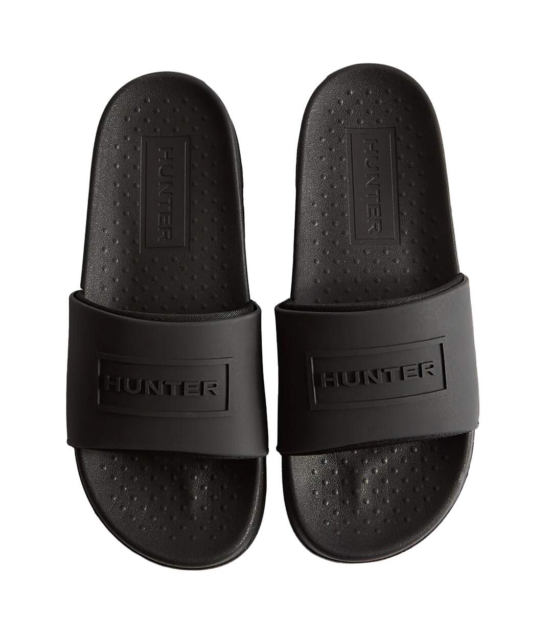 Womens/ladies core embossed sliders black Hunter-1