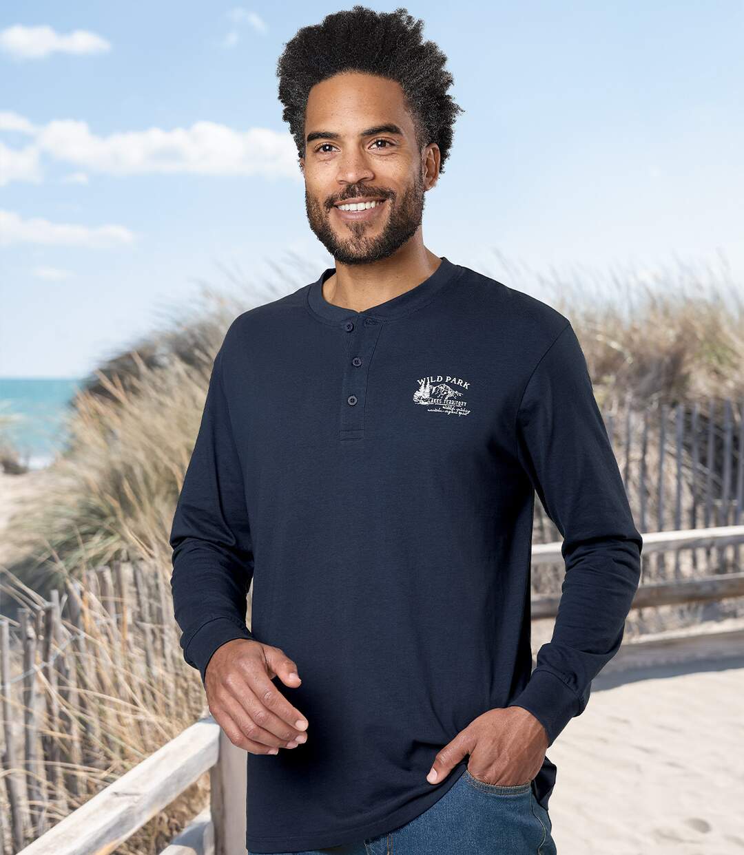 Set van 2 longsleeves met Henley kraag 