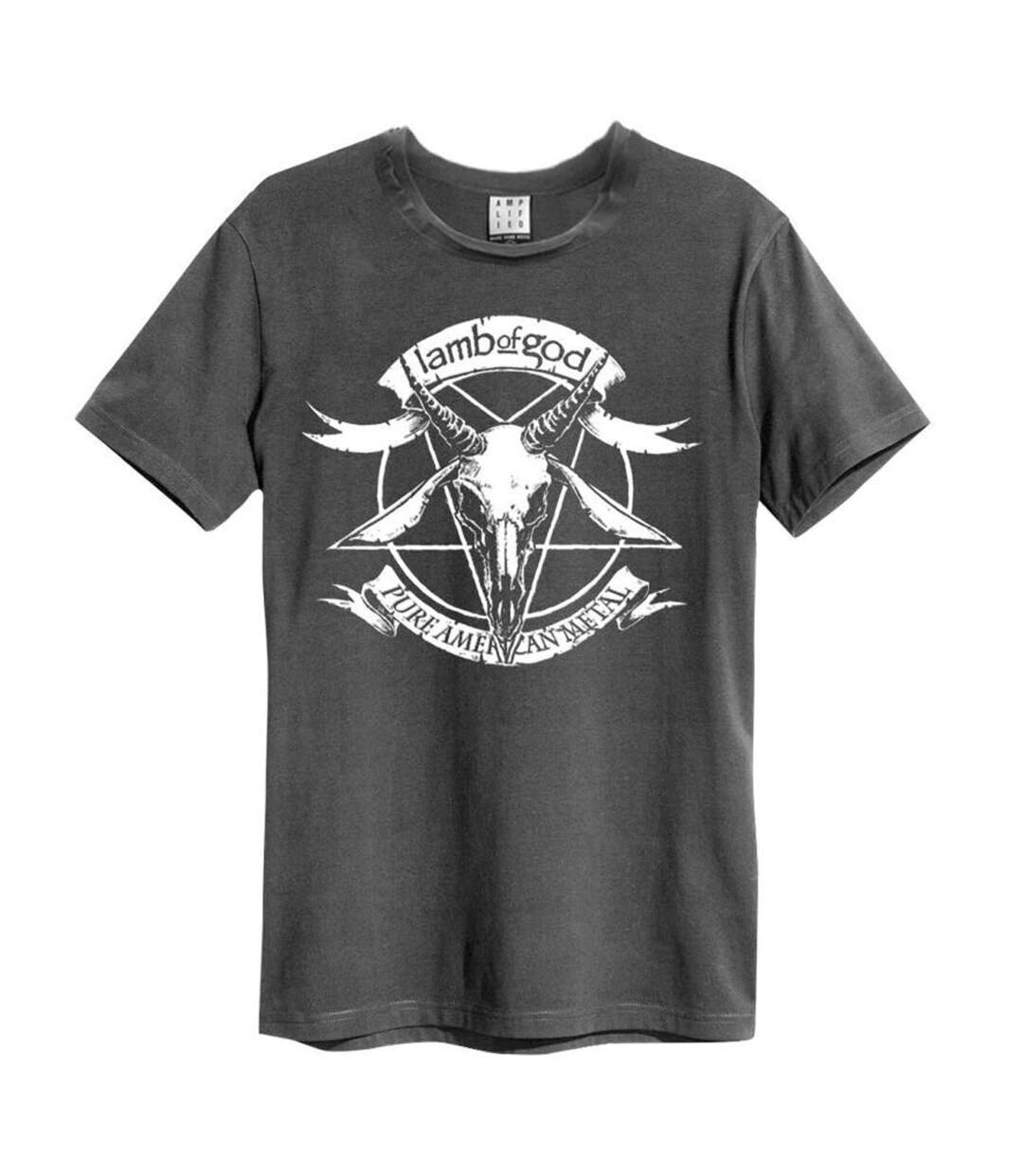 T-shirt pure american metal adulte gris foncé Amplified-1