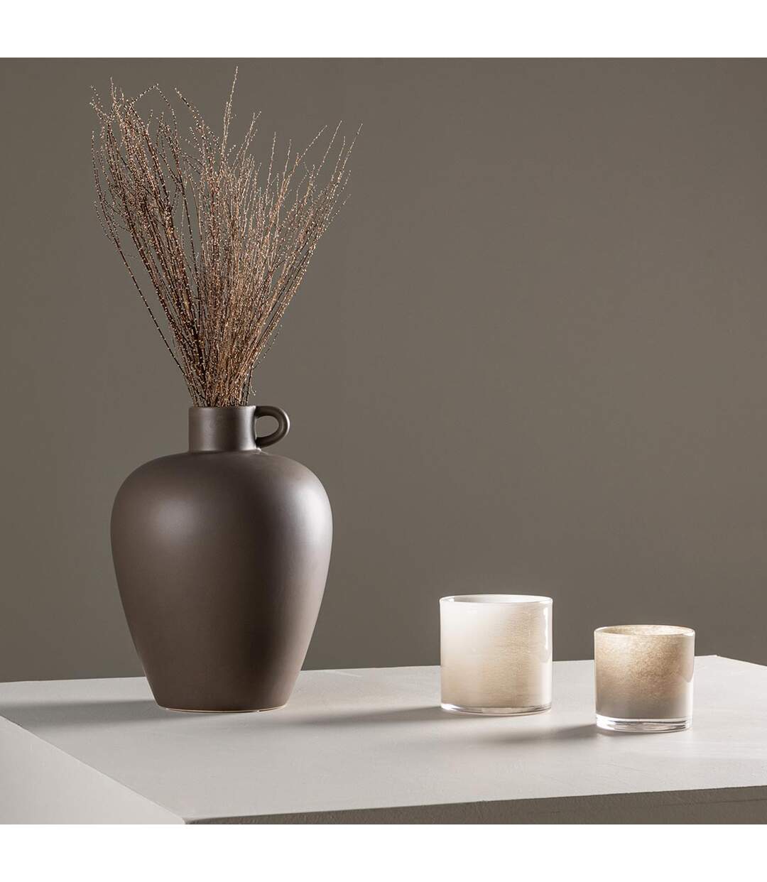 Vase Urne en Céramique Cent 33cm Marron-5