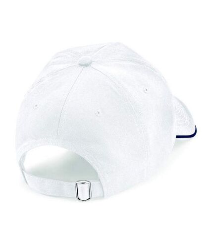 Beechfield Adults Unisex Authentic 5 Panel Piped Peak Cap (White/French Navy)