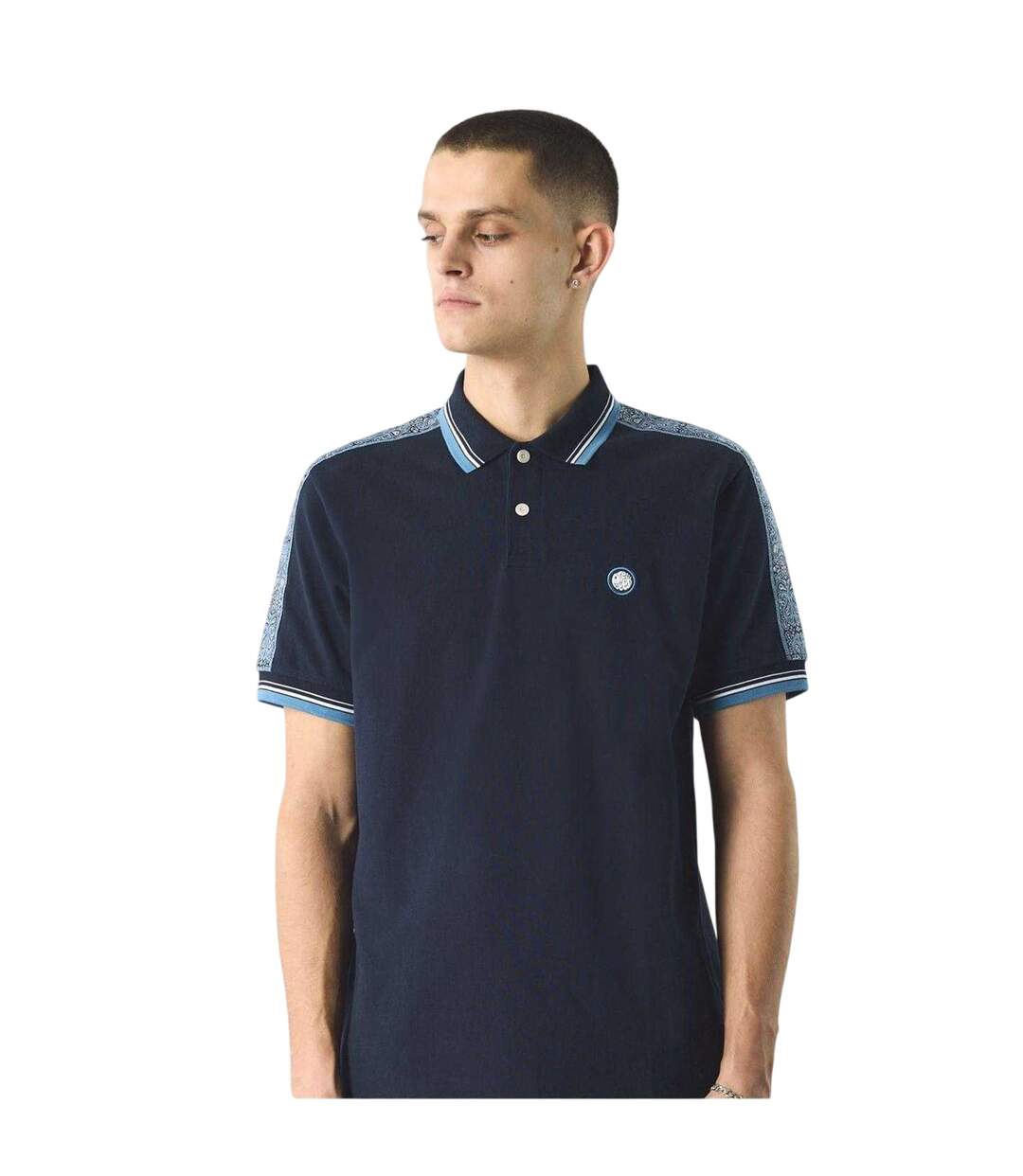 Mens Paisley Regular Polo Shirt Navy Pretty Green-3