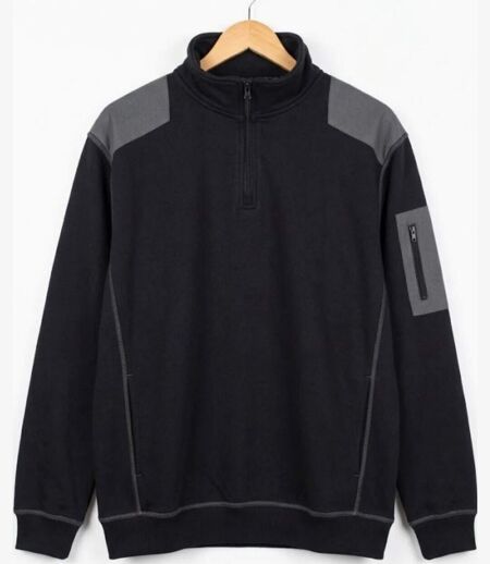 CHALLENGER PRODIGE1 — Sweat molleton col camionneur noir : chaleur et style technique