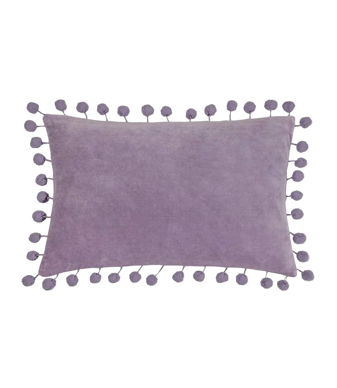 Dora pom pom velvet rectangular cushion cover 30cm x 50cm lilac Furn-1