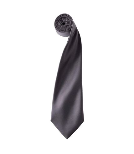 Premier Unisex Adult Colours Satin Tie (Dark Grey) (One Size)