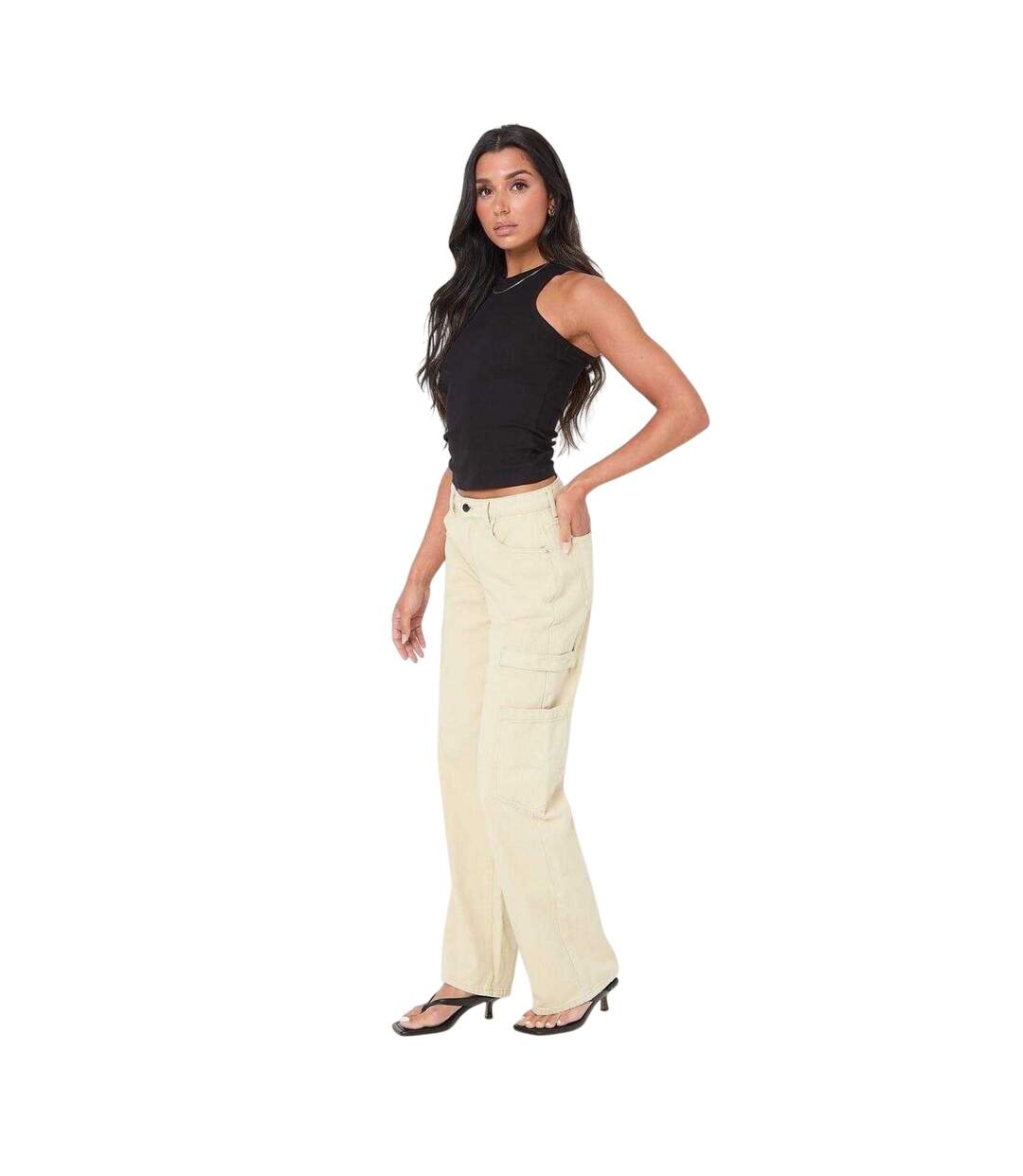 Womens/ladies Fashion Cargo Jeans Stone I Saw It First-4