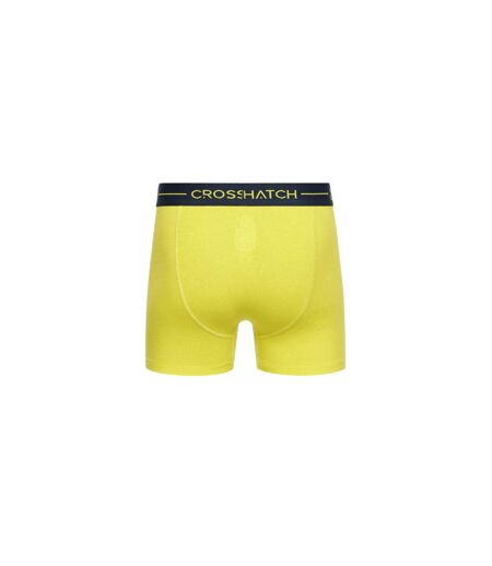 Pack Of 3  Mens Warbler Boxer Shorts  Yellow Grey Navy Crosshatch