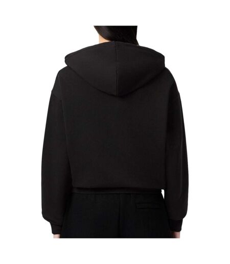 Sweat à capuche noir femme lacoste polaire surdimensionné