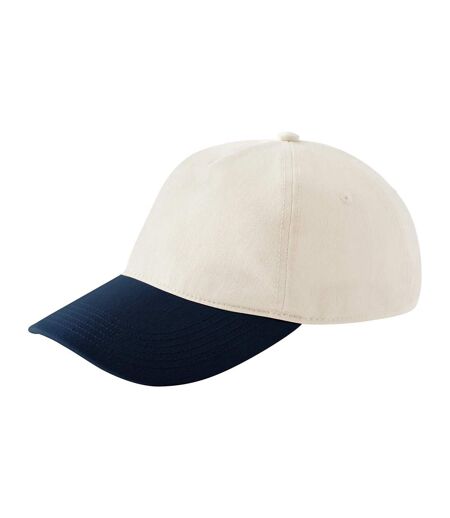 Leisure Contrast Peak Baseball Cap Natural French Navy Beechfield