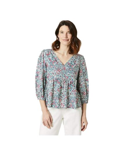Maine Womens/Ladies Paisley Button Front Long-Sleeved Blouse (Blue) - UTDH5918