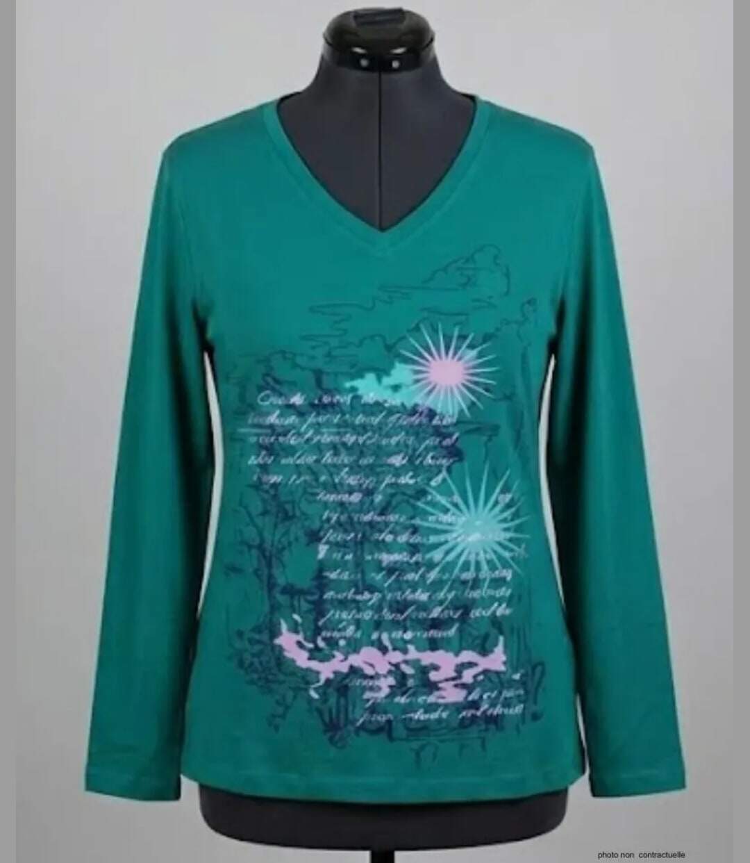 Tee-shirt AXONE SH1063V vert grande taille : le style de la sérigraphie placée-3