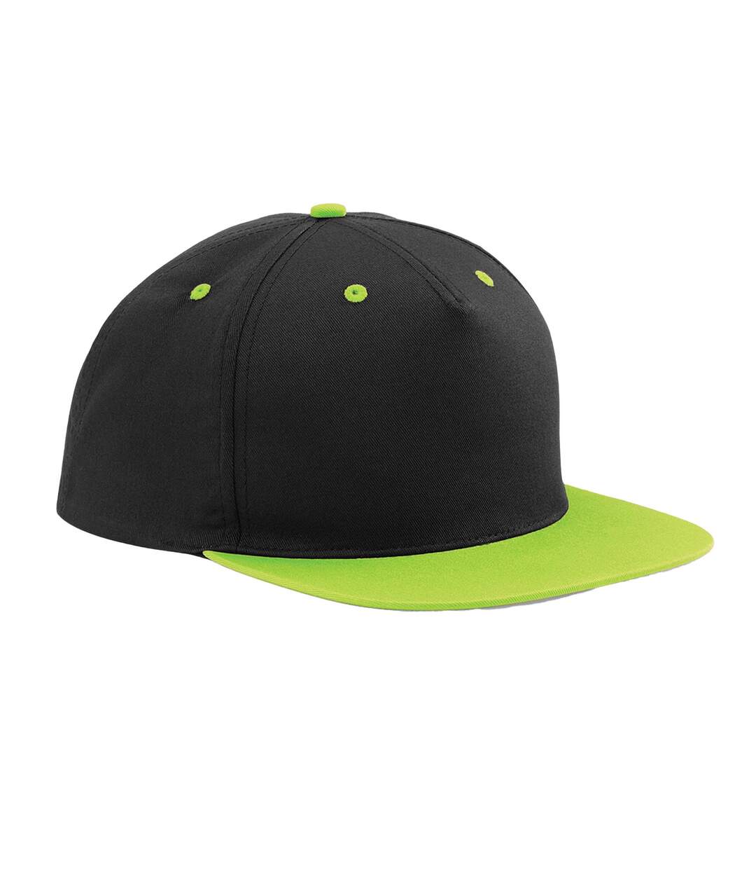 Casquette Ajustable Adulte Noir Vert Citron Beechfield-1