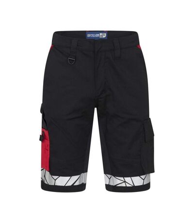 Mens Progression Work Shorts Black Red Projob