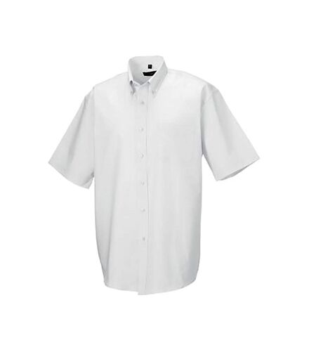 Russell Collection Mens Short Sleeve Easy Care Oxford Shirt (White)