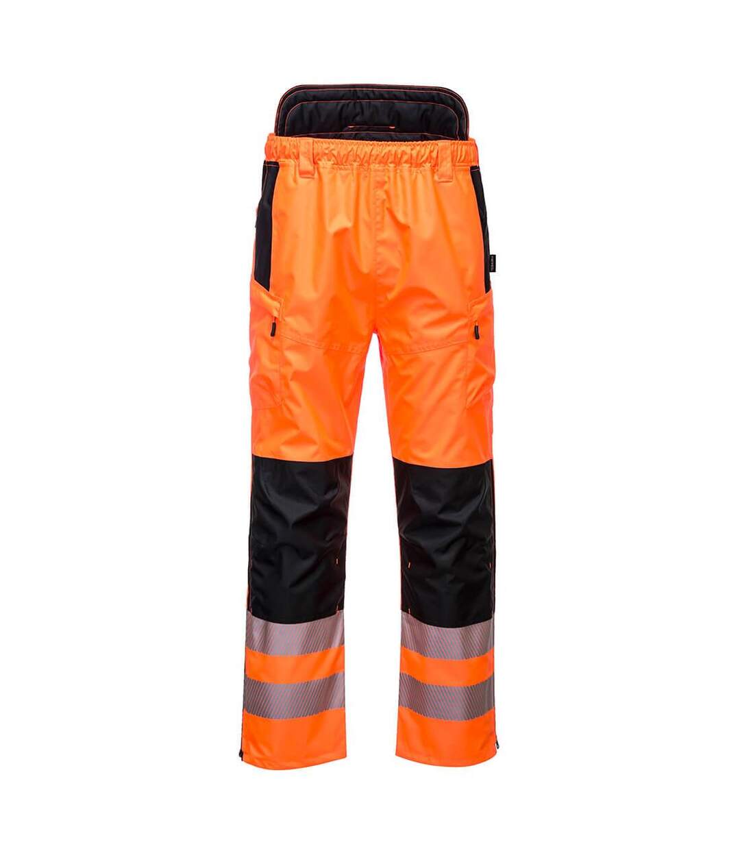 Mens pw3 extreme high-vis safety rain trousers orange/black Portwest-1