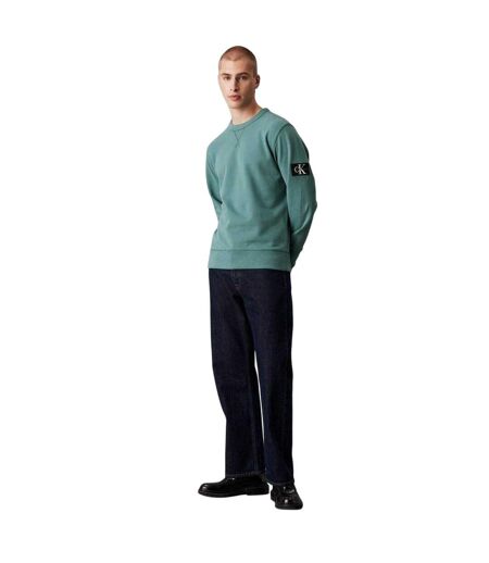 Mens Badge Crew Neck Sweatshirt North Atlantic Calvin Klein