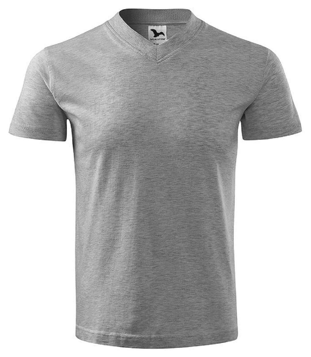 T-shirt manches courtes col V - Unisexe - MF102 - gris foncé chiné-1