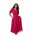 Womens/ladies Floral Jacquard Puff Sleeve Midi Dress Pink Principles-4