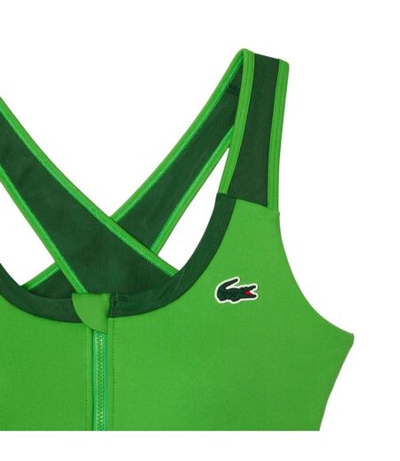 Womens/ladies Colour Block Stretch Zipped Sport Bralette Green Lacoste