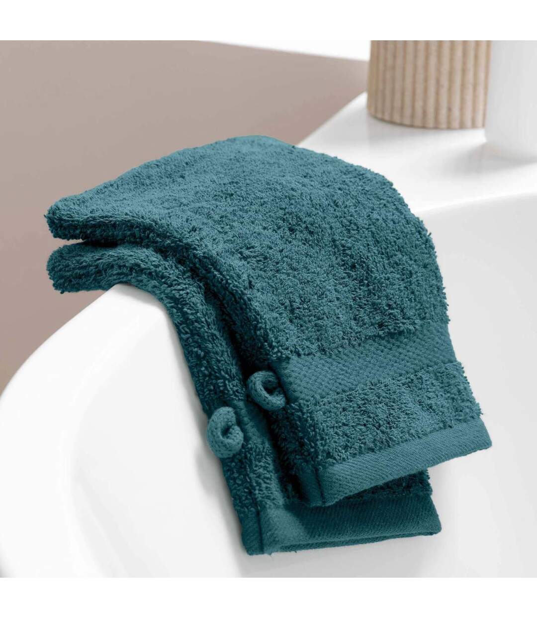 Lot de 2 Gants de Toilette Elegance 15x21cm Bleu-5