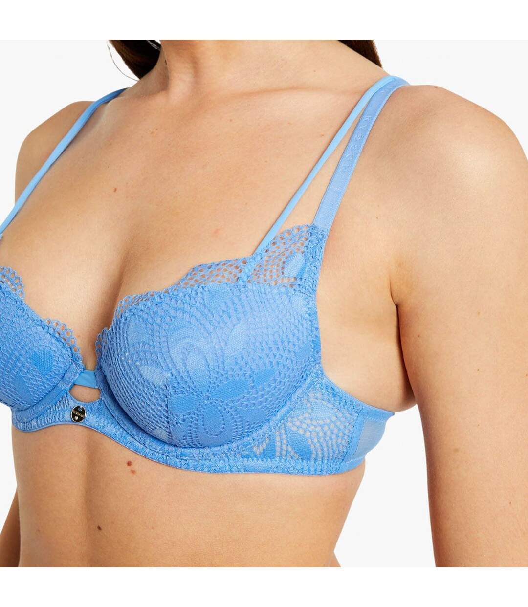 Soutien-gorge ampliforme coque moulée bleu Sarah Dentelle