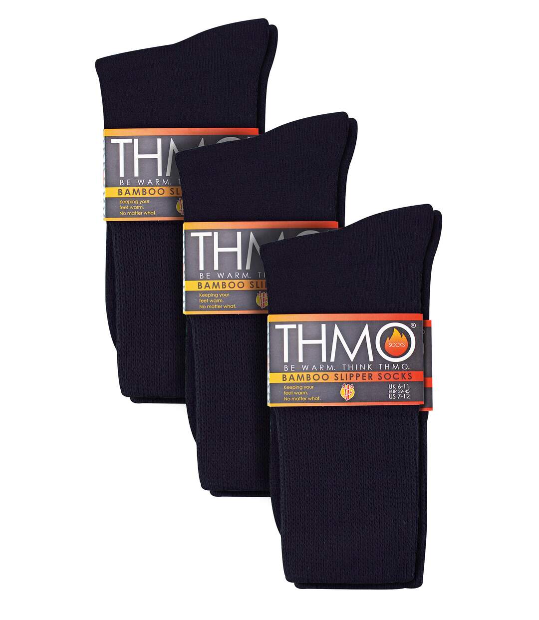 THMO - 3 Paires Chaussettes Antidérapantes Bambou Luxe Noir