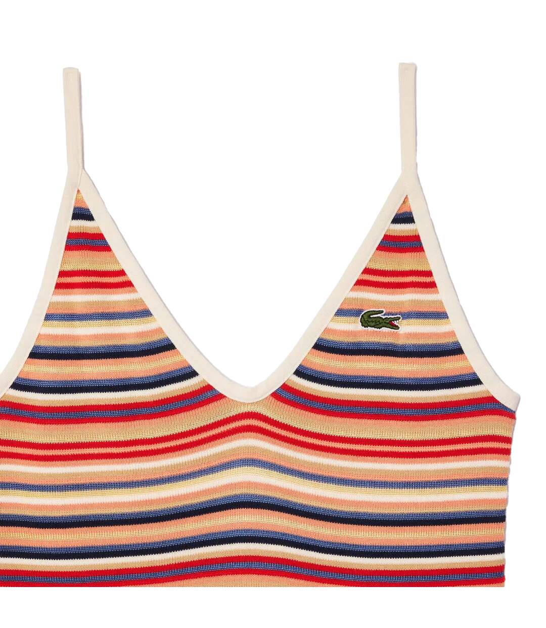 Womens/ladies Striped Cotton Blend Long Maxi Dress Multicoloured Lacoste-3