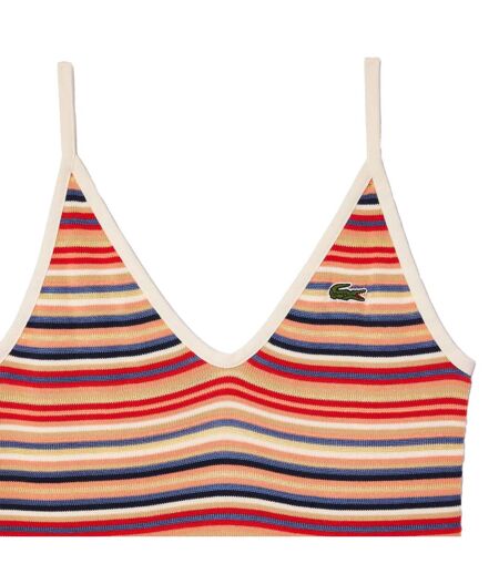 Womens/ladies Striped Cotton Blend Long Maxi Dress Multicoloured Lacoste