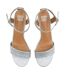 Womens/ladies Glitter Low Block Heel Sandals Silver Shiny Where's That From-3