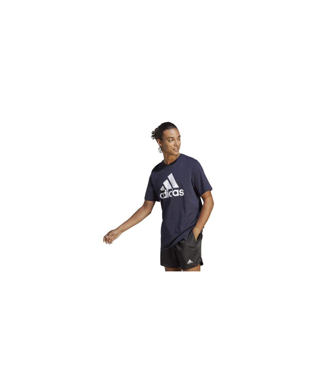 Mens Essentials Logo Cotton T-shirt Navy Adidas-1